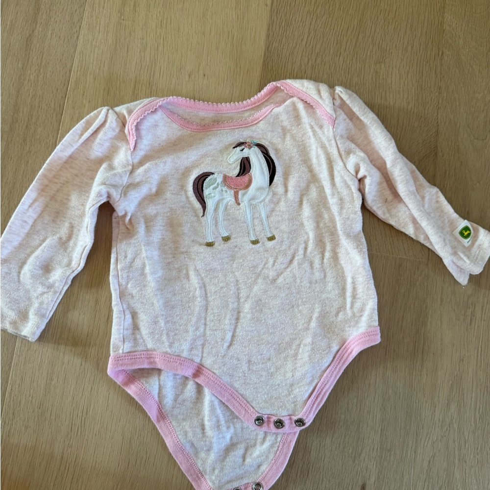John Deere Pink Unicorn Kids One Piece - 9 to 12 months